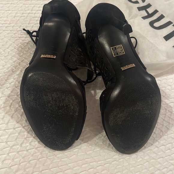 Schutz black lace-up heels with peep toe. Size 8. - Picture 3 of 4